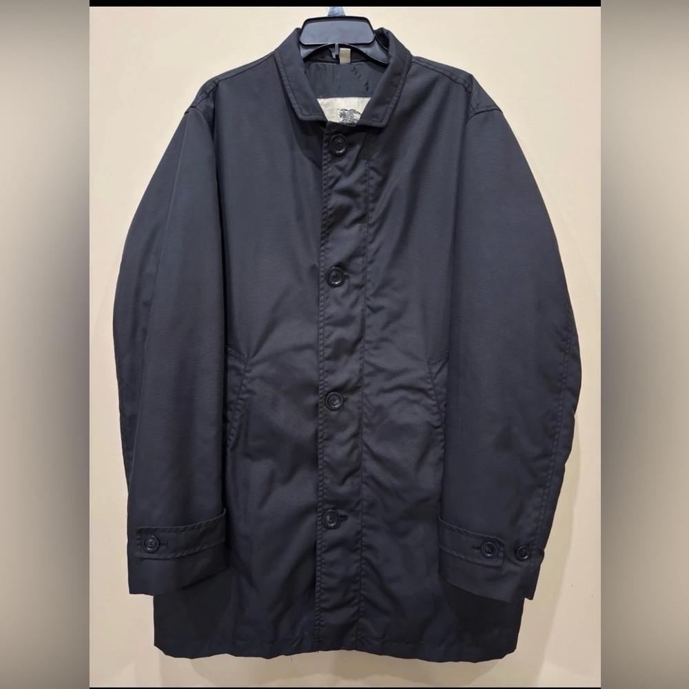Burberry Black  Zip Up Button Coat Size Large Over Coat